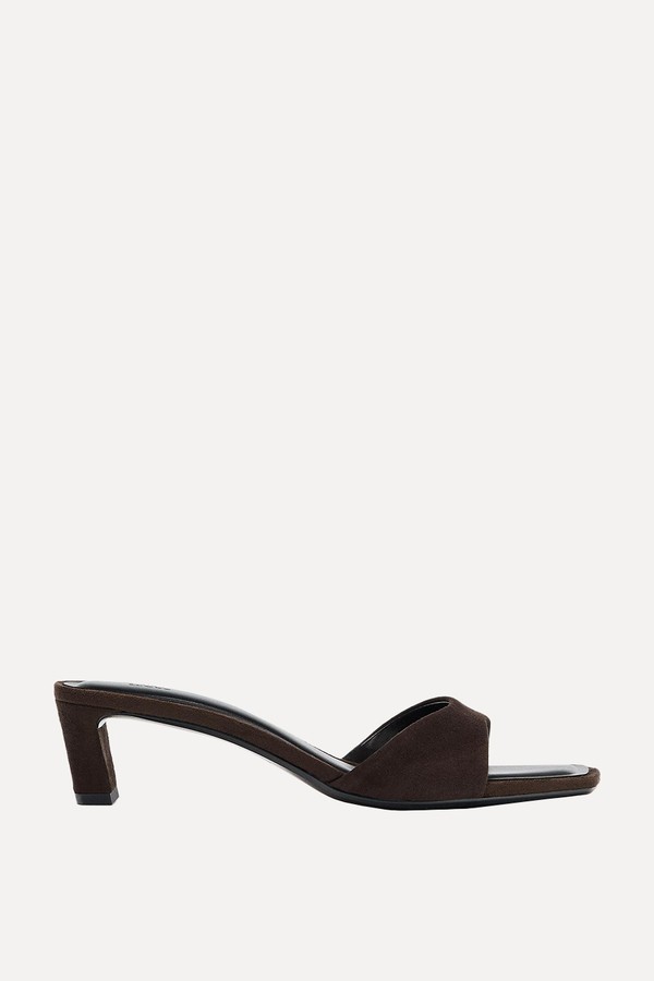 Suede Heel Mule Sandals