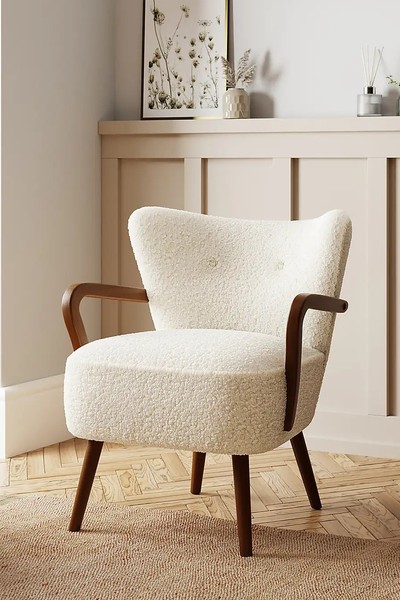 Eliza Wooden Boucle Armchair