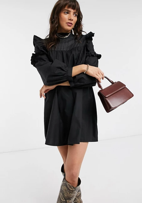 Frill Detail Mini Dress In Black from Topshop