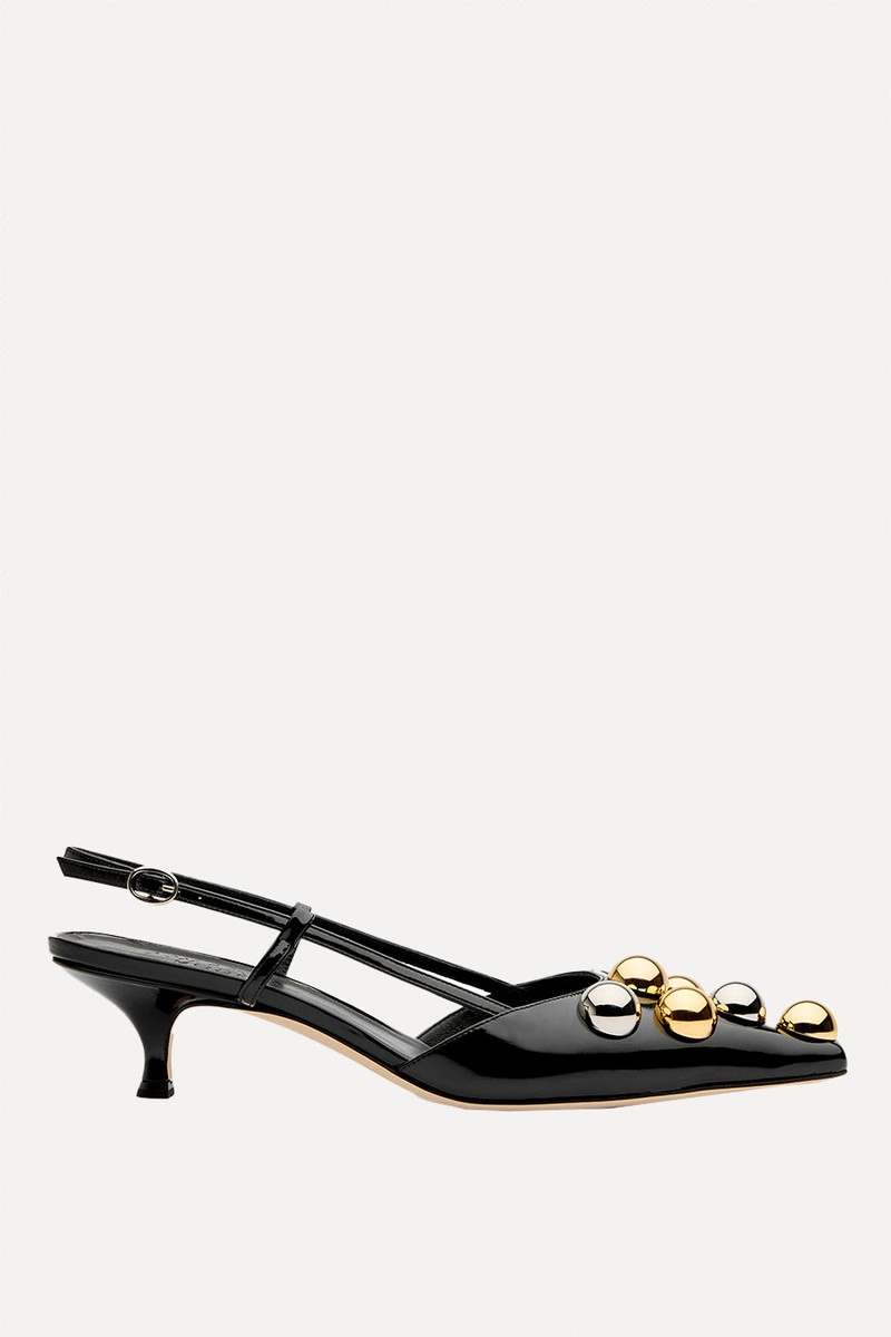 Rita 65 Embellished Leather Slingback Pumps from A.W.A.K.E Mode