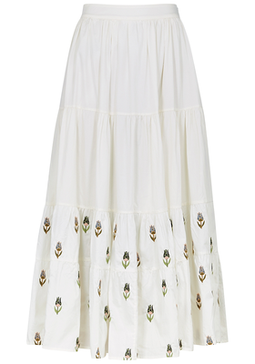 Daphne Embroidered Tiered Cotton Maxi Skirt from Lug Von Siga