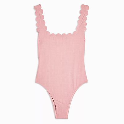 Scallop square Neck Swimsuit from Topshop