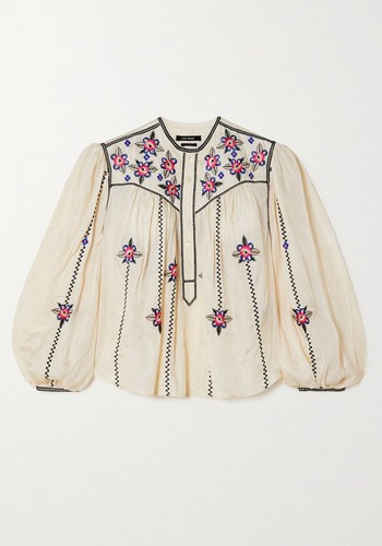 Caitlyn Floral-Embroidered Silk Blouse from Isabel Marant