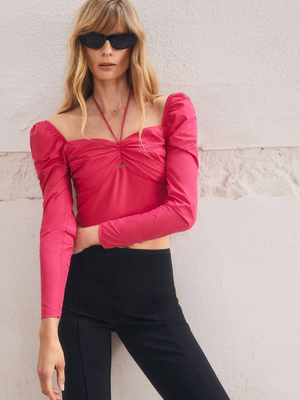 Puff-Sleeved Cropped Blouse from Mango