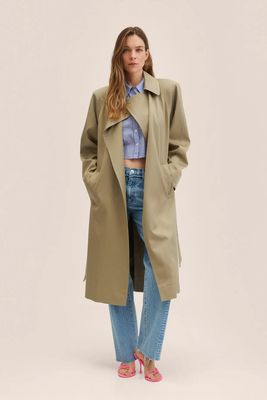 Lyocell Shoulder Padded Trench from Mango