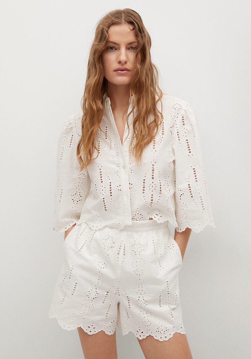 Swiss Embroidery Linen Short from Mango