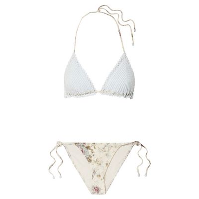 Crocheted Floral Print Bikini from Zimmermann