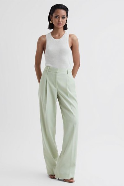 Naomi Wide Leg Wool Blend Trousers  from Reiss