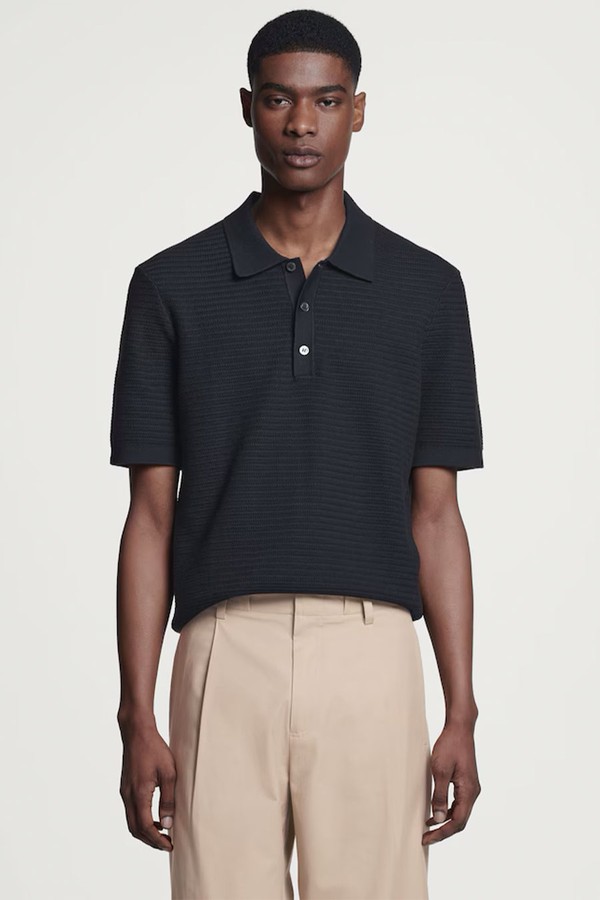 Textured Knitted Cotton Polo Shirt from COS