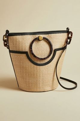 Resin Handle Straw Bucket Bag