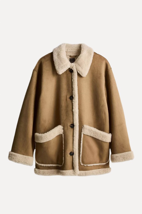 Patch Pocket Shearling Coat from Primark