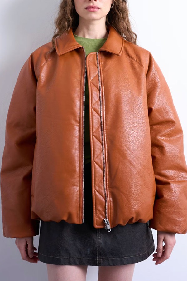 Faux Leather Padded Puffer Jacket from Topshop