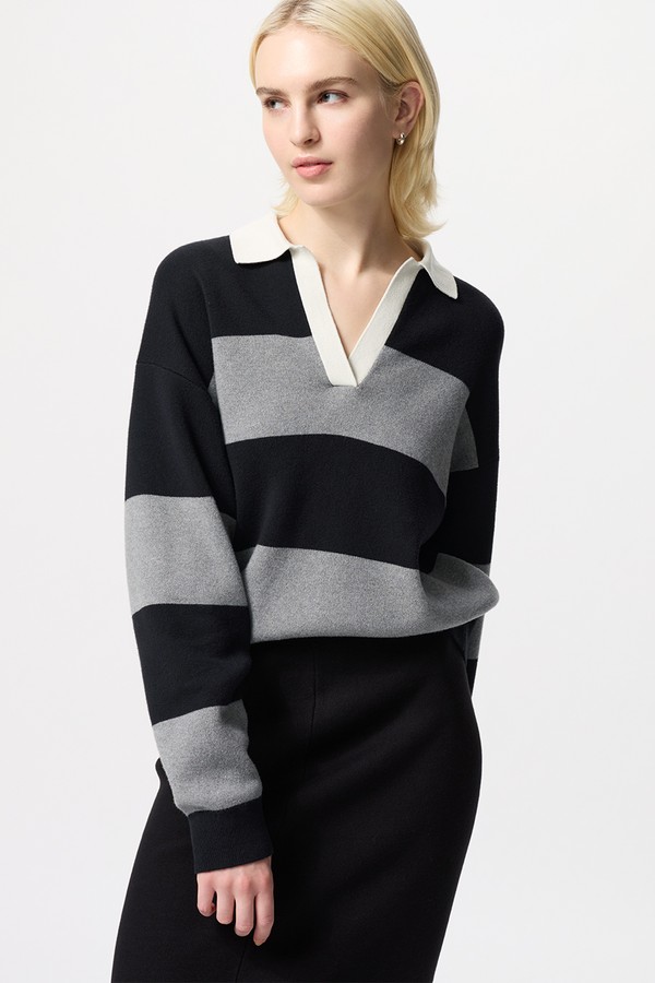 Smooth Cotton Relaxed Polo Jumper