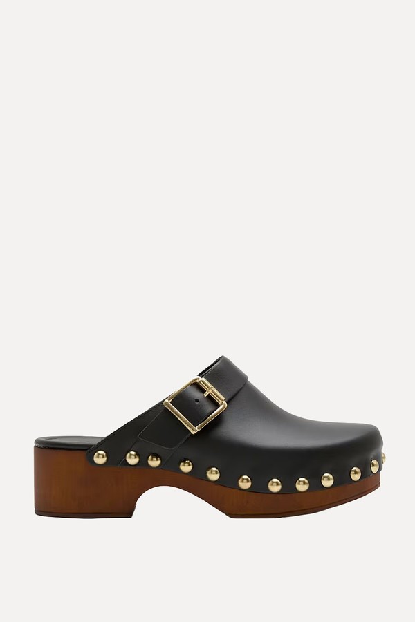 Leather Studded Buckle Block Heel Clogs from Marks & Spencer