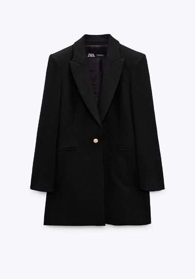 Long Blazer With Shoulder Pads