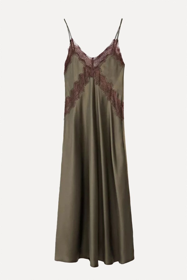 100% Silk Long Slip Dress 