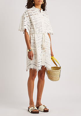 Shelly Embroidered Crochet Lace Shirt Dress from Zimmermann