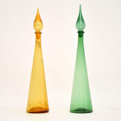 1960’s Pair of Italian Vintage Glass Decanters from Retrospective Interiors