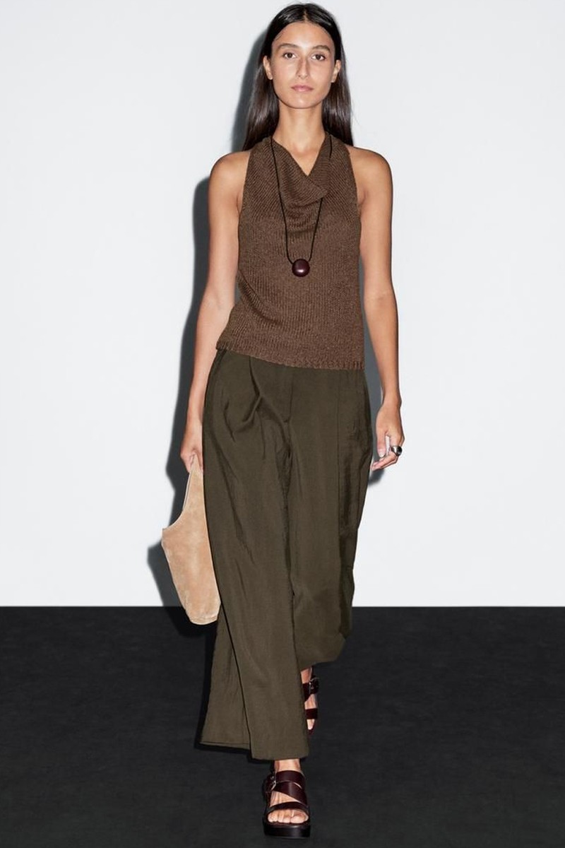 Linen Blend Knit Halter Top