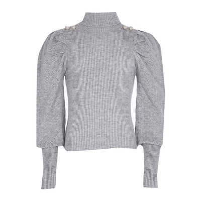 Pearl Button Roll Neck Jumper