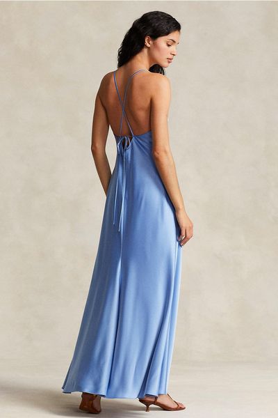 Crisscross Strap Bias Cut Satin Gown