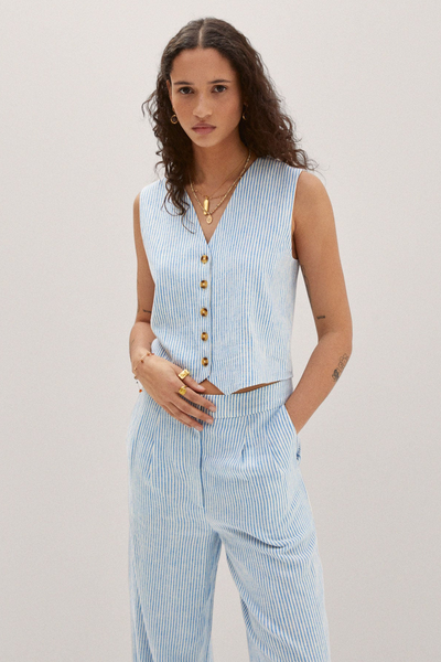 Pinstripe Linen Waistcoat from Mango