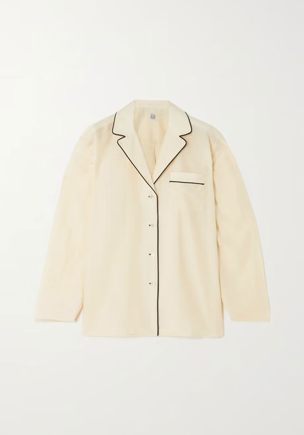 Satin Trimmed Cotton Silk Blend Voile Shirt from Totême