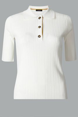 Ribbed Knitted Polo Shirt from Marks & Spencer