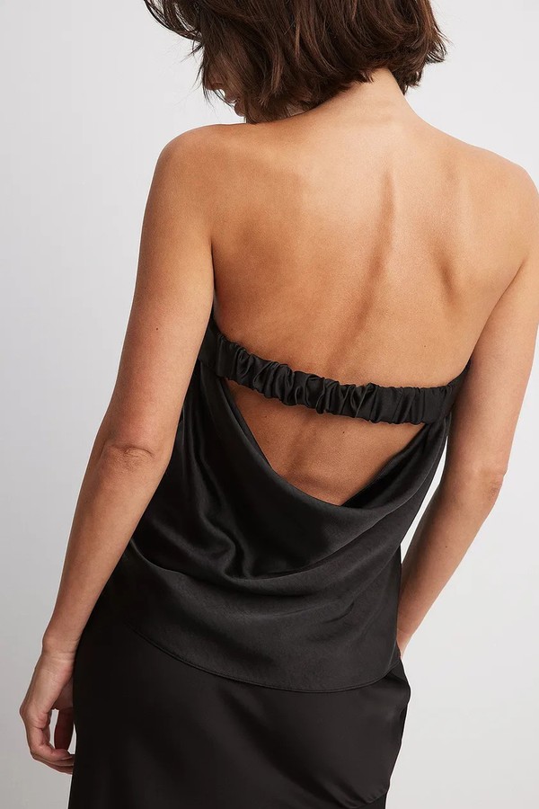 Fold Detail Satin Bandeau Top