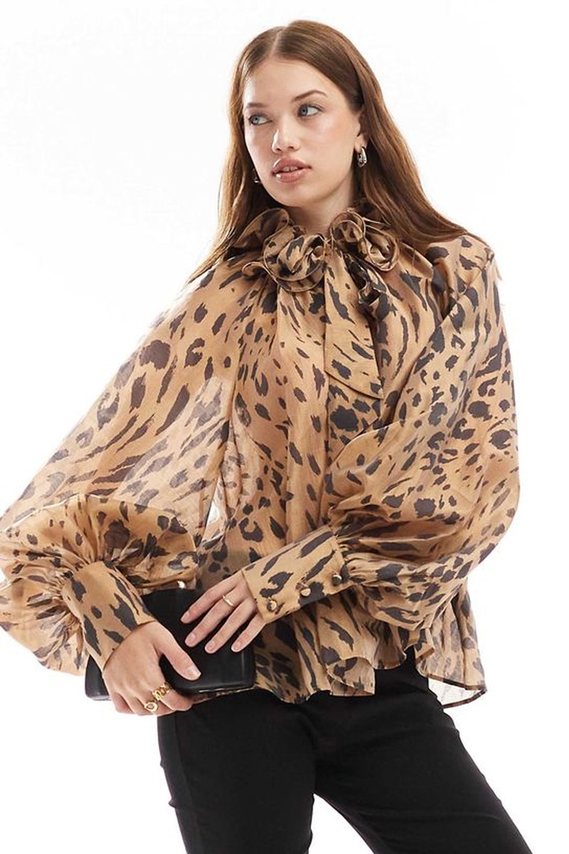 Volume Blouse With Rose Corsage Tie neck from & Other Stories