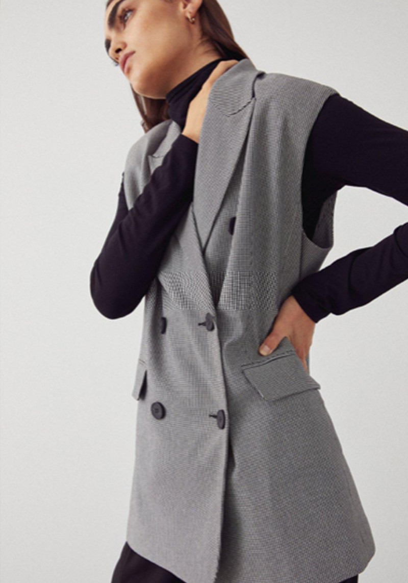 Essential Dogstooth Sleeveless Blazer from Warehouse