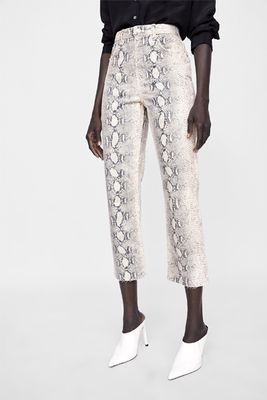 Jeans Cropped Snake Print from Zara