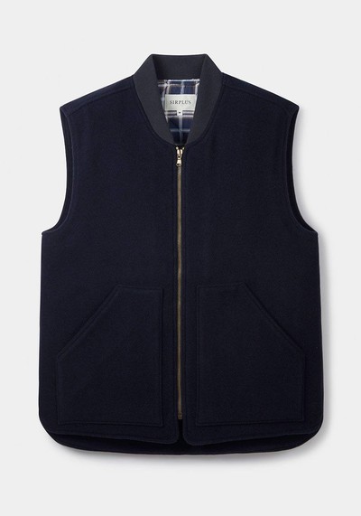 Navy Wool Padded Gilet from Sirplus