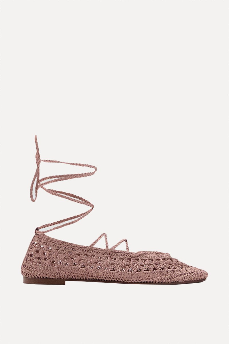 Crochet Ballerina Flats With Strips from Mango