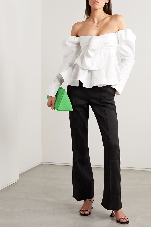 Valentina Off The Shoulder Cotton Poplin Top from Aje