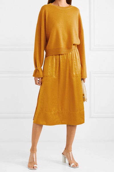 Crinkled-Satin Midi Skirt from Theory