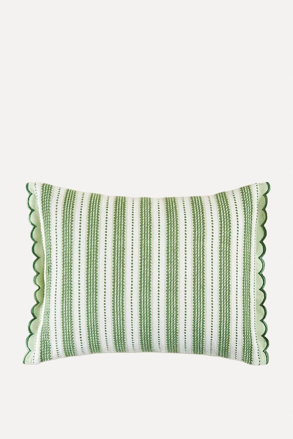 Stripe Scallop Trim Woven Cushion  from George At Asda
