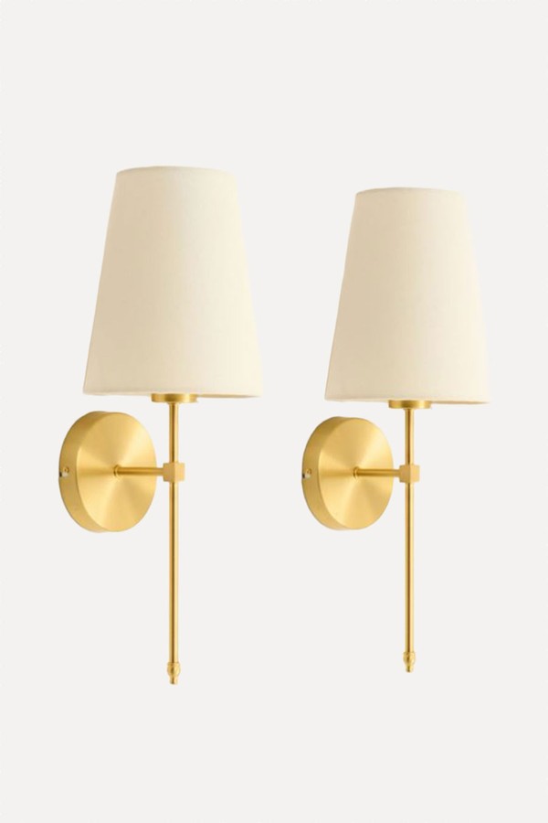 Set Of 2 Gold Tone & White Wall Mounted LED Lamps from Karma Home
