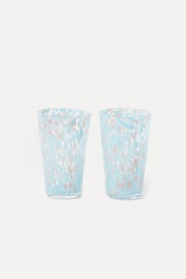 Bexton Blue Spot Glass Highball Tumblers from Oliver Bonas