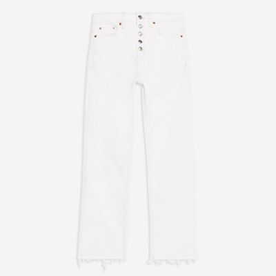White Button Fly Straight Jeans from Topshop