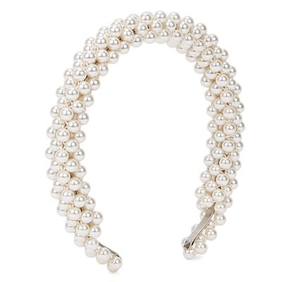 Antonia Cream Faux Pearl Beaded Headband from Shrimps