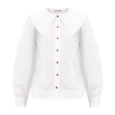 Ruffled-Collar Cotton-Poplin Shirt from Ganni