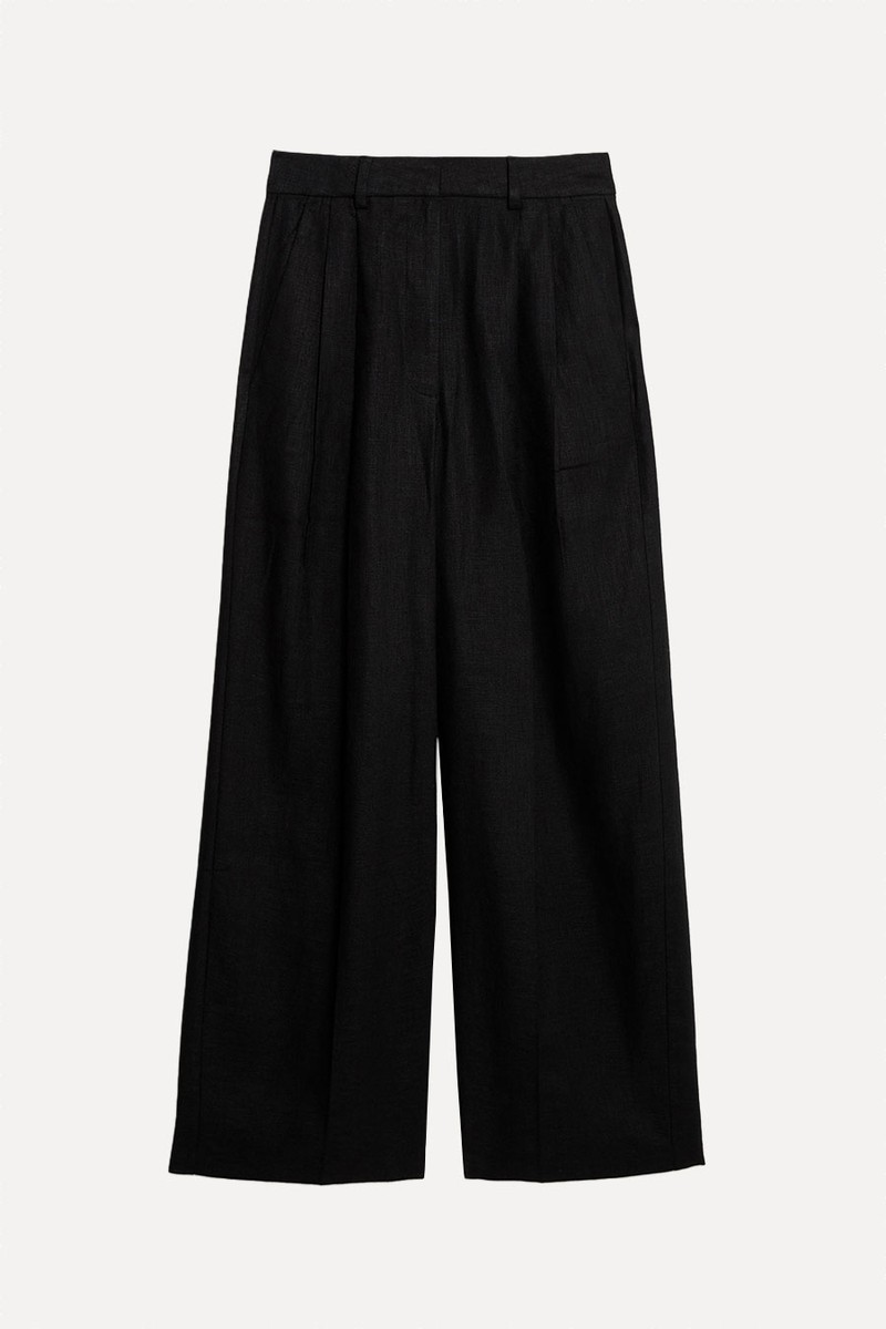 Linen Rich Twill Wide Leg Trousers