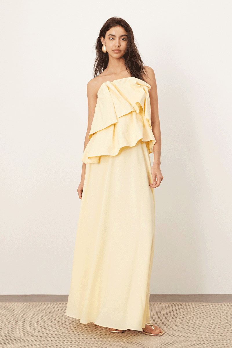 Origami Corset Bodice Maxi Dress With Soft Skirt