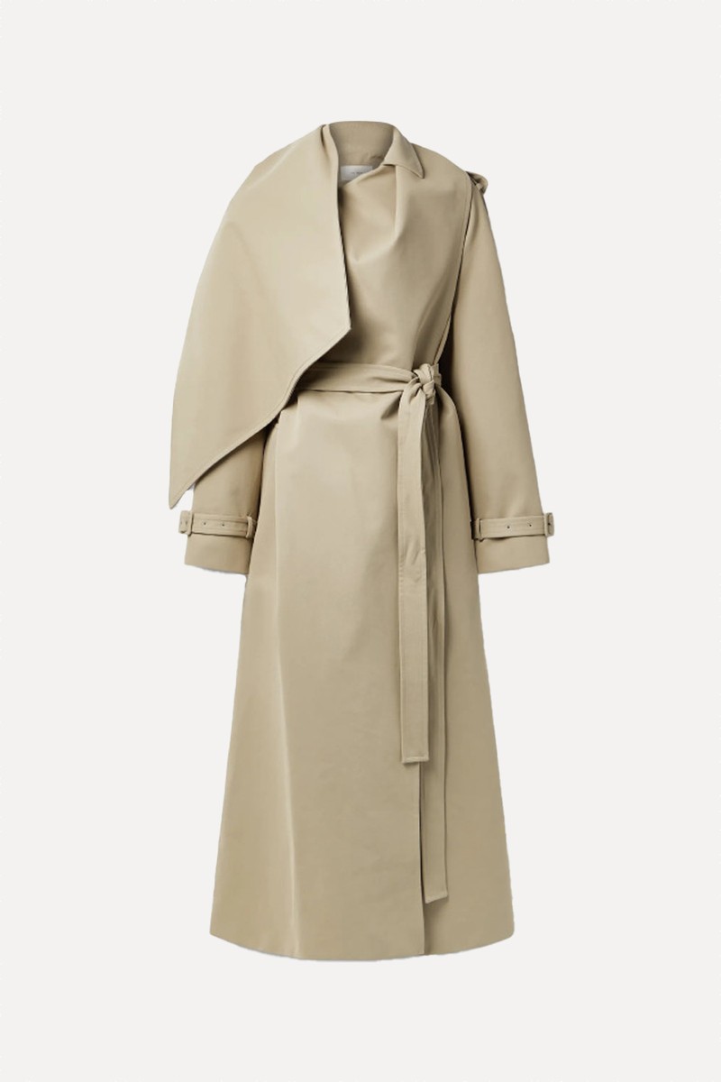 Hellen Belted Draped Cotton-Blend Gabardine Trench Coat from The Row