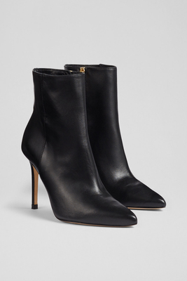 Cleo Black Leather Pointed Stiletto Ankle Boots from LK Bennett