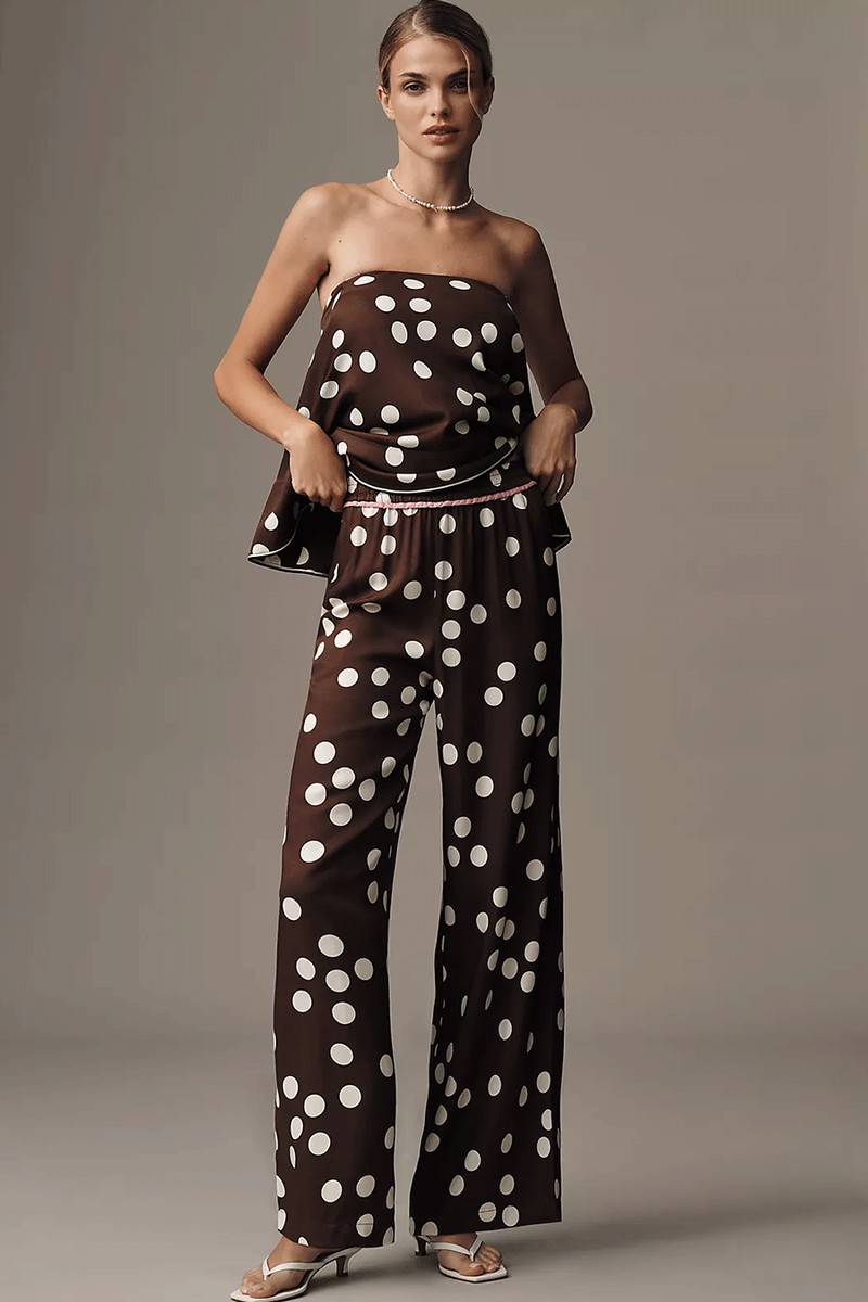 Low-Slung Printed Wide-Leg Trousers from Maeve