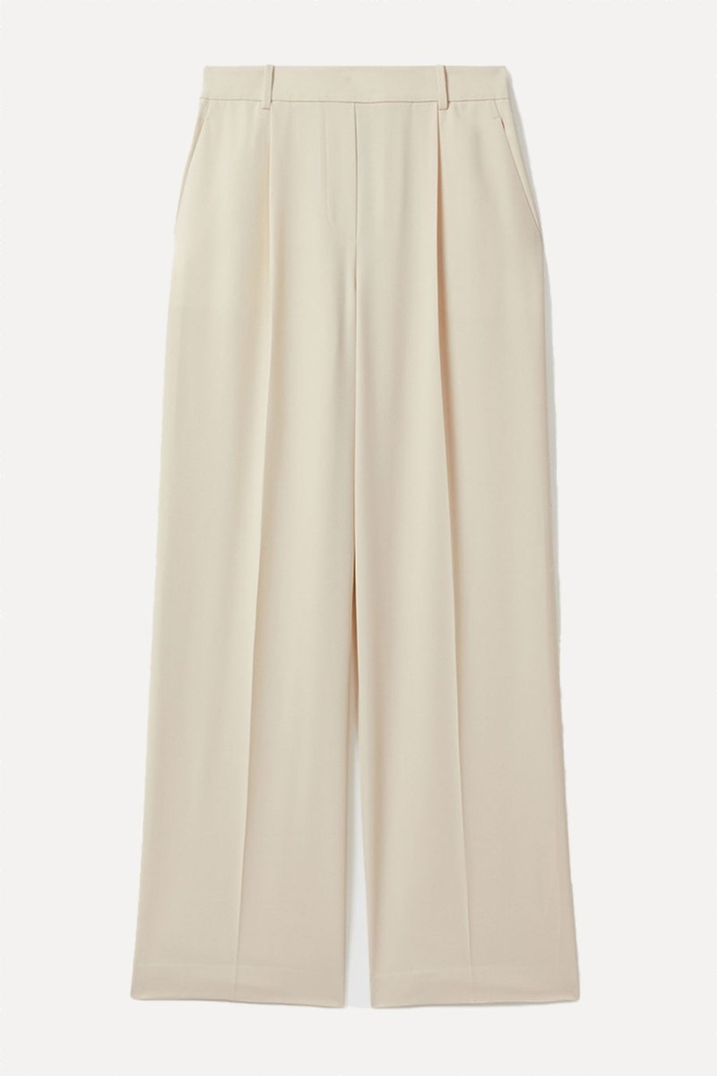 Eden Elasticated-Waist Wide-Leg Twill Trousers from Reiss