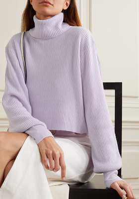 Cropped Ribbed Recycled Cashmere-Blend Turtleneck Sweater from Reformation 