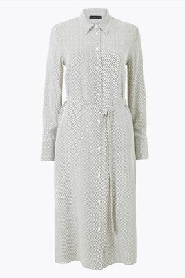 Pure Silk Printed Shirt Dress from Marks & Spencer